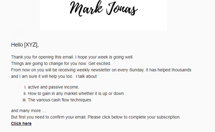Email sequence of a personal finance coach 1